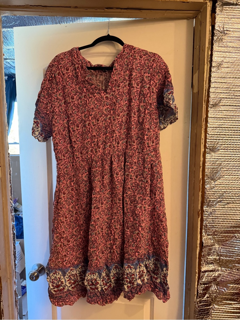 BloomChic Pink Paisley Midi Dress with Contrasting Hem